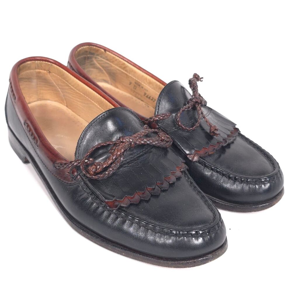 ALLEN EDMONDS Mens Kiltie Tassel Bow Leather Loafers 9D Brown USA MADE‎